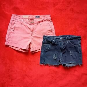 AG Adriano Goldschmied Jean Shorts Lot Of 2 Pink Black Daisy Dukes Women Sz 25R